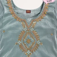 Premium Silk Based Three-Piece Set - neckline detail