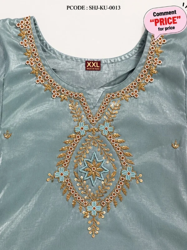 Premium Silk Based Three-Piece Set - neckline detail