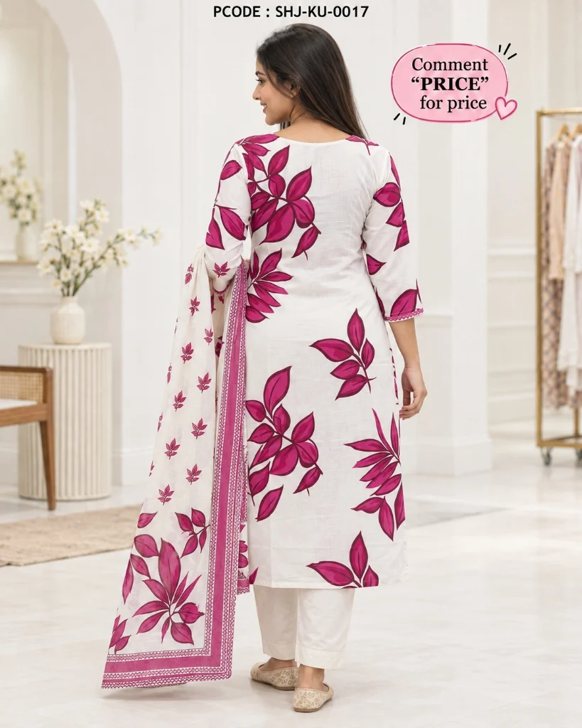 Elegant Embroidered Kurti Set with Pearls & Handwork Detailing - model back