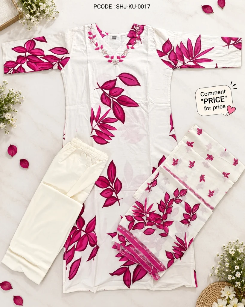 Elegant Embroidered Kurti Set with Pearls & Handwork Detailing - dupatta detail
