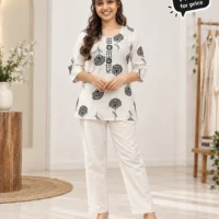 Black & White Printed Co-ord Set - model front