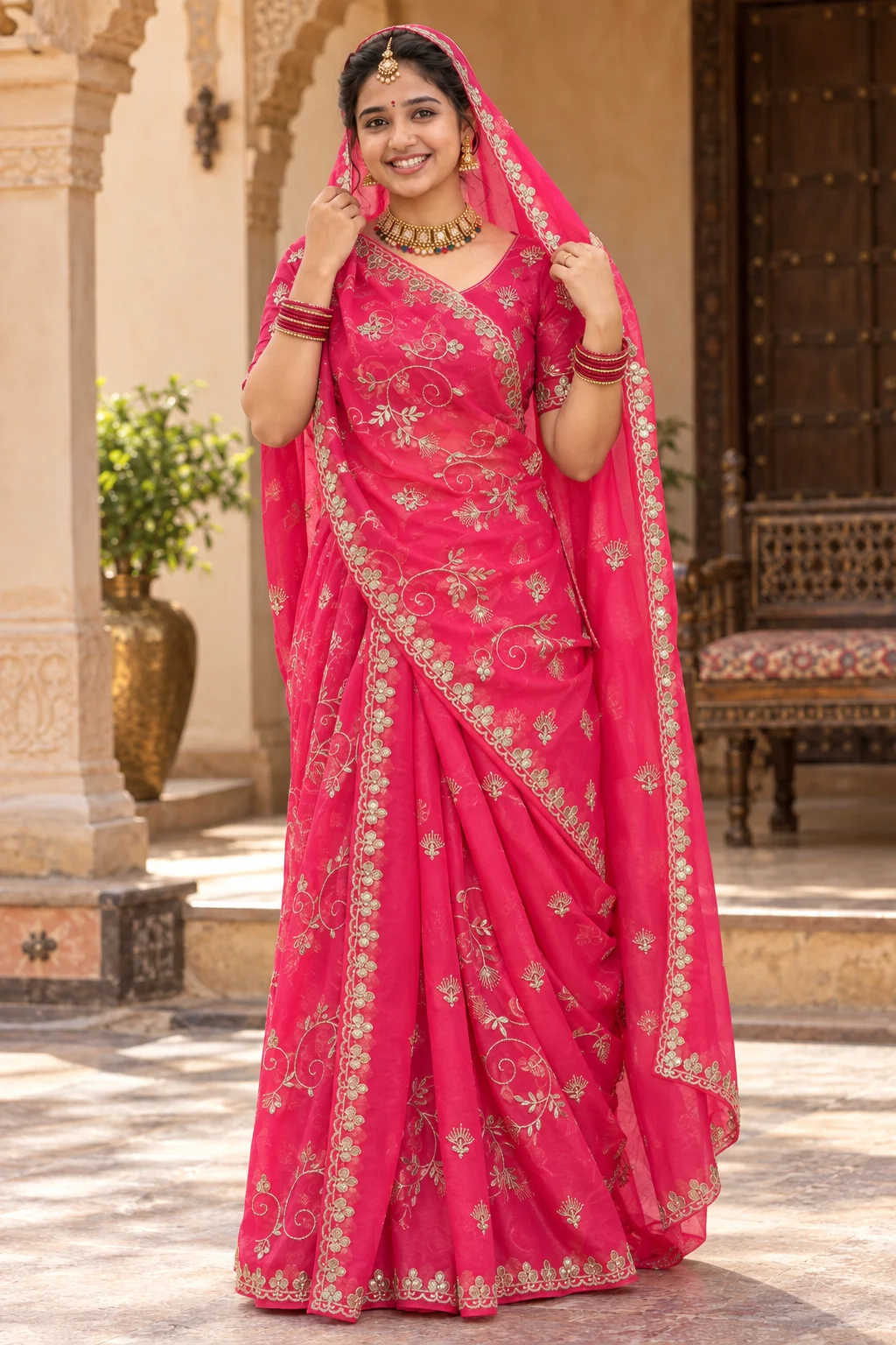 Royal Darbari Look Festive Saree - model front