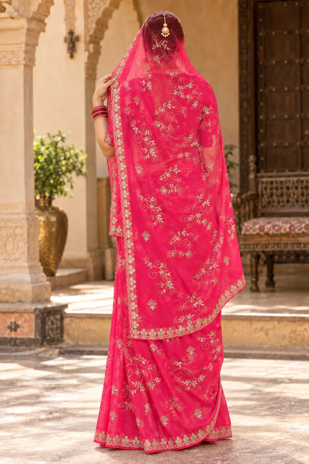 Royal Darbari Look Festive Saree - model back