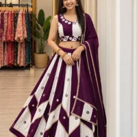 Royal Mirrorwork Roman Silk Lehenga Choli with dupatta