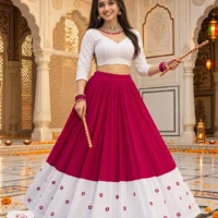 Royal Mirror Foil Rayon Cotton Navratri Lehenga Choli