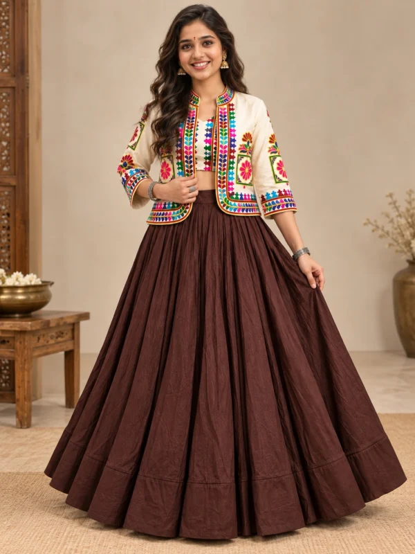 Embroidered Lehenga Choli with Koti