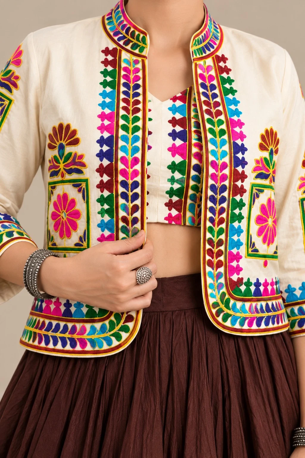 Embroidered Lehenga Choli with Koti - Image 3