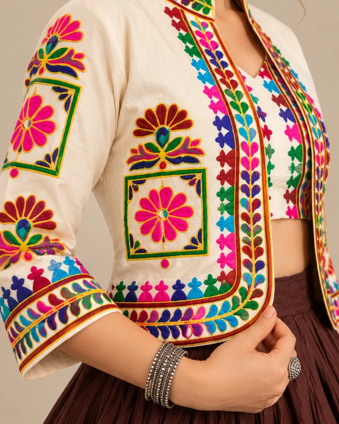 Embroidered Lehenga Choli with Koti - Image 4