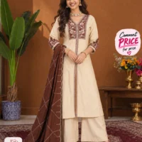 Elegant Roman Silk Anarkali Suit Set with Heavy Embroidery